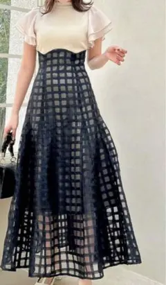 美品！dazzlinシアーチェックコルセットワンピース　Mサイズ