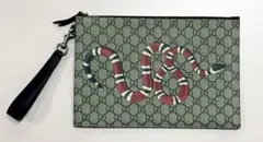 GUCCI グッチ GGスプリーム スネークプリント クラッチバッグ