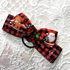 クリスマスサンタとジンジャーブレッドマン ヘアゴム