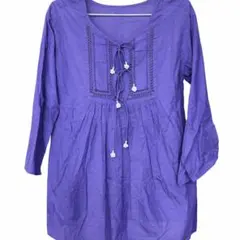 ドゥーズィエムクラス チュニック ブラウス コットン100 レース 刺繍 紫 M