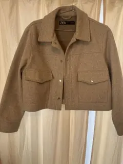 【美品】ZARA ソフトショートジャケット ベージュ Lサイズ