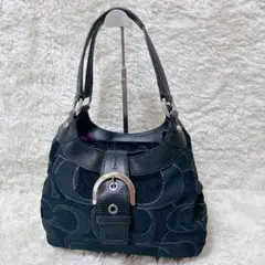✨美品 COACH シグネチャー ワンショルダー ハーレー ホーボー 黒 本革