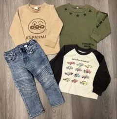 まとめ売り ベビー 長袖カットソー ボトムス 4点セット 95 保育園着 男の子