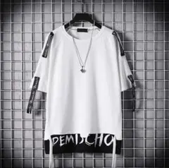 人気商品★オーバーサイズ　Ｔシャツ　ホワイト　ヒップホップ　五分丈　XL