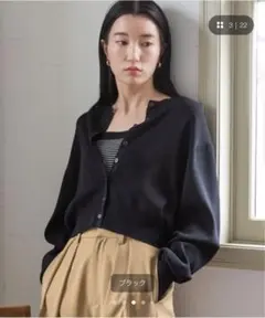 LOWRYS FARM ミニボタン　コンパクト　カーディガン　ロングスリーブ