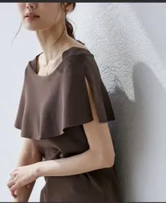 値下げ！ブラウンラッフルスリーブ 半袖カットソー サイズ38 ロペピクニック美品のサムネイル