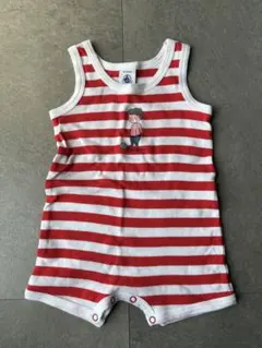 プチバトーストライプロンパース