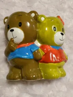 『可愛い二匹のクマの置物』陶器の小物入れ　オブジェ　ペアの熊　くま ベア　希少