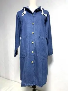デニム　ワンピース　コットン　インディゴ　ブルー　厚手