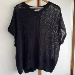 chocol raffine robe メッシュニット 半袖 ブラック フリー