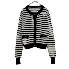 y2240 ヘザー ボーダーニットカーディガン 羽織り クルーネック