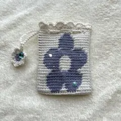 ハンドメイド　巾着　ポーチ　お花　編み物　かぎ編み　韓国
