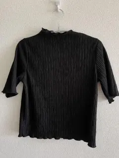 美品 五分袖 半袖トップス 黒 ショート丈