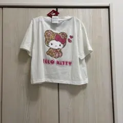 新品 Hello Kitty ヒョウ柄 バックプリントTシャツ ホワイト　Ｍのサムネイル