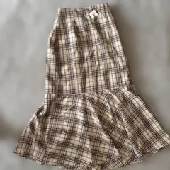 【新品タグ付き】ハニーズHoneys チェック　マーメイドスカートベージュ　M