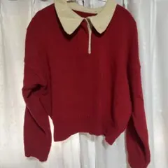 moyu moyu 韓国 襟付きポロニット 赤