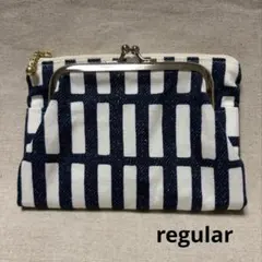 がま口ファスナー財布　ぷち　　四角　デニムホワイト　　　ハンドメイド