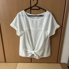 新品　フロント結び 半袖ブラウス オフホワイト 11Rのサムネイル
