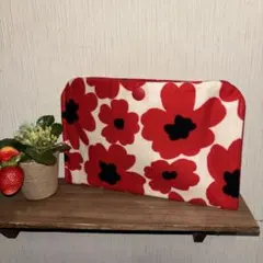 ‪·͜· ❤︎‬再販 ぺったんこポーチ フラワーRED バッグインバッグ