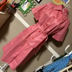 昭和レトロ ウエスト紐付き◎ 半袖 薄手コート ヴィンテージ 古着 未使用