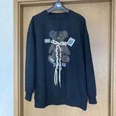 TIREEKN テディベアプリント スウェット ブラック