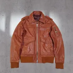 バッファローレザー A-2 レザージャケット 短丈 Lサイズ リブ エポレット