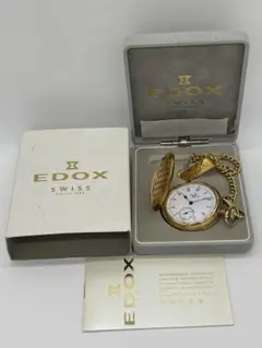 【美品】EDOX エドックス 懐中時計 手巻き スモセコ【稼働品】箱 保証書付きのサムネイル