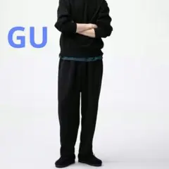 【未使用】GU パフスウェットキャロットパンツ　ブラック M