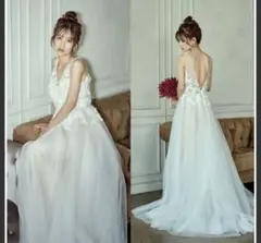 Aラインウェディングドレス dressproduction フラワーレース M