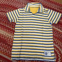 GapKids ソフトポロシャツ 150cm 青と黄色のストライプ