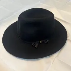 【美品】 CA4LA 黒の中折れウールハット リボン付