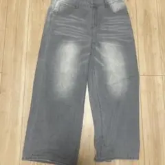 グレー ワイドデニムパンツ