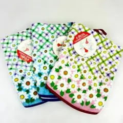 【新品未使用タグ付き】まーるいタオル ROUND TOWEL 花柄　青2・赤1