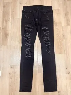 mnml ミニマル ラインストーンダメージスキニー size30