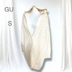 極美品 ジーユー　フード付き ケーブル編み ロングニットカーディガン コート　S