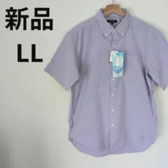 新品　しまむら　ボタンダウンメンズシャツ　LL　タグ付き　しまむら　ストライプのサムネイル