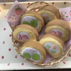 ＊ フルーツロールケーキ6個＊ フェルトままごとのサムネイル