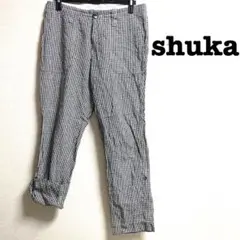 shucaシュカ　ミモレ丈カジュアルパンツ　ギンガムチェック　サイズ調整