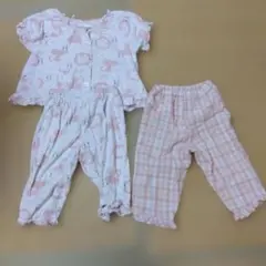 猫柄フリル付きパジャマセット