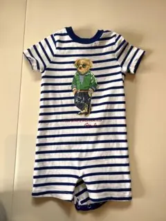 ラルフローレン／POLO／半袖ロンパース／ポロベア／70cm／6M／ボーダー