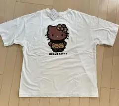【新品タグ付き】日焼けキティレオパード柄 サガラ刺繍 ホワイトTシャツ Lのサムネイル