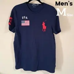 【USED 】Polo USA国旗刺繍Tシャツ ネイビー