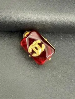 CHANEL カラーストーンイヤリング レッド×ゴールド ココマーク 片耳のみ