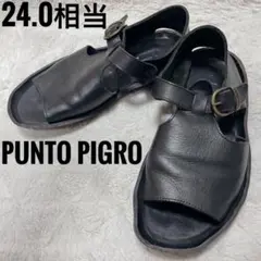 PUNTO PIGRO ブラック　サンダル　24.0cm相当　ゴールド金具のサムネイル