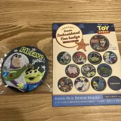 トイストーリー5 デニム刺繍缶バッジ　バズ&エイリアン　新品未開封のサムネイル