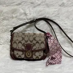 Coach ショルダーバッグ ベージュ・バーガンディ