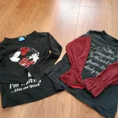 千趣会カットソーとミニーマウスプリント長袖Tシャツセット売り！