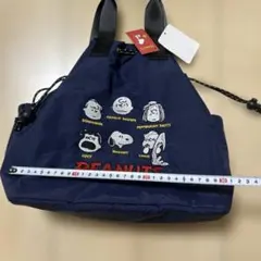 PEANUTS 巾着型 トートバッグ ネイビー