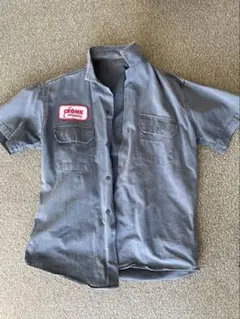 ワークシャツ、半袖、青、緑