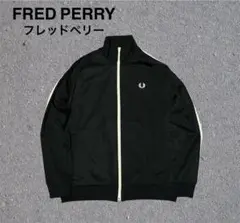 90s 古着 FRED PERRY トラックジャケット 切替 刺繍ロゴ M 黒 90s L】フレッドペリー刺繍トラックジャケットFred古着ジャージ